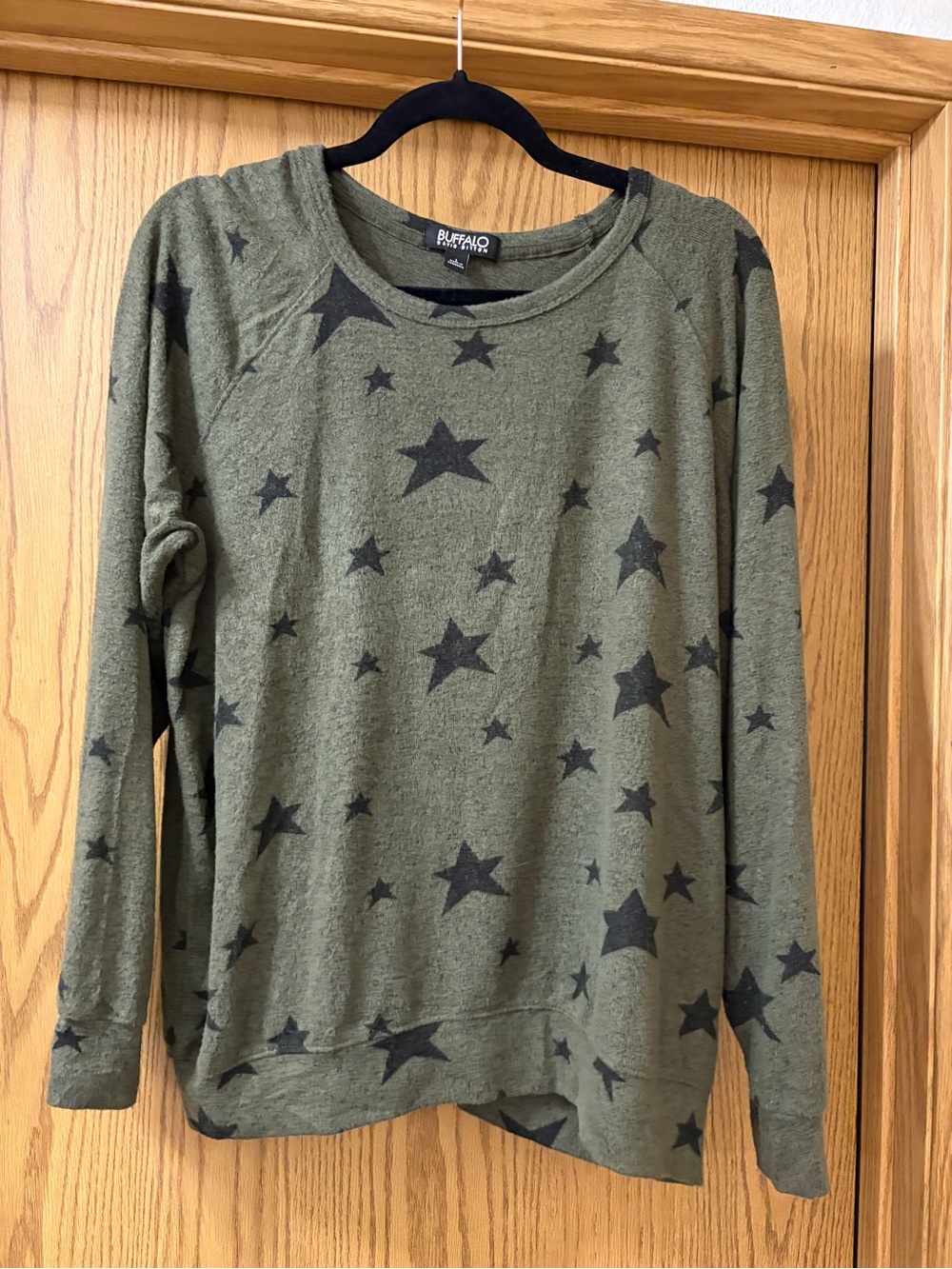 Buffalo David Bitton Olive Green Star Crewneck
